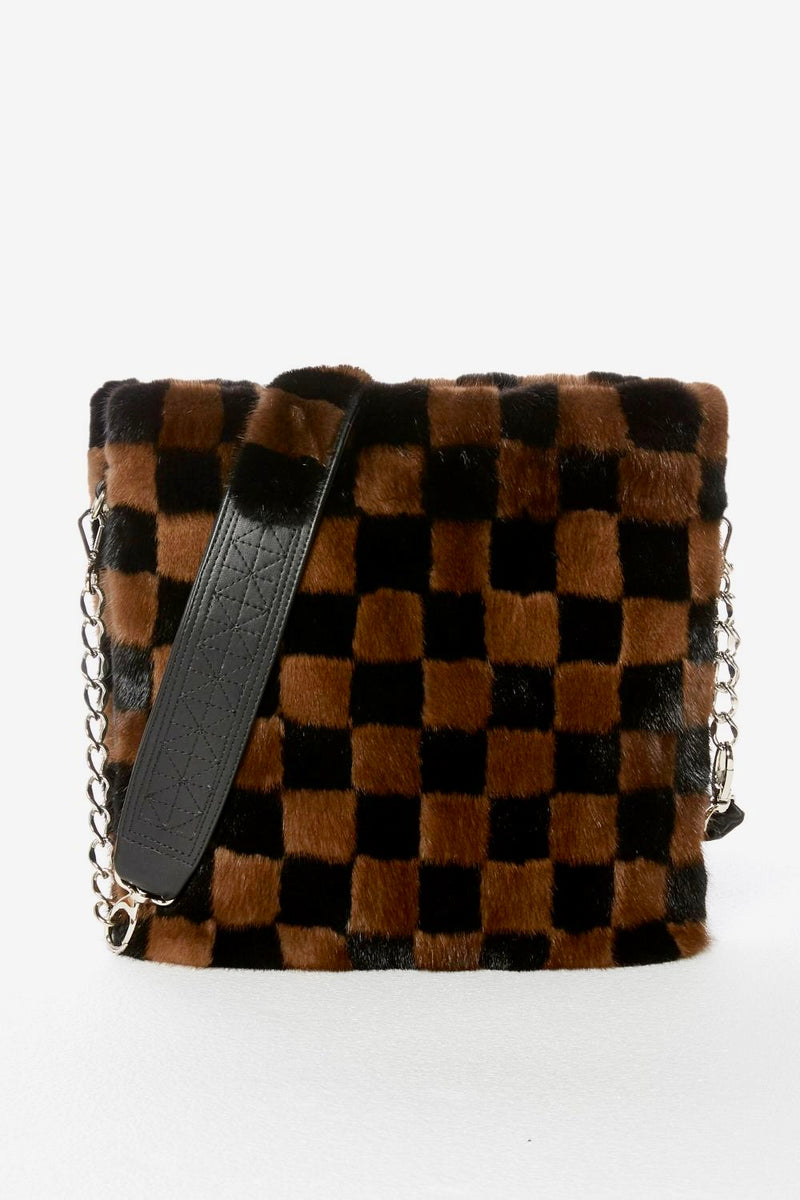 Quadrato Check Mink Tote